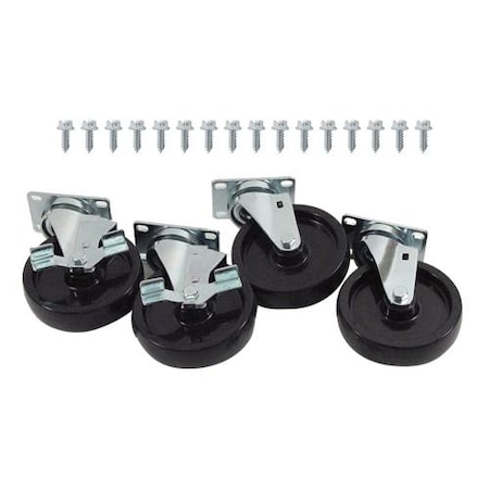 Commercial 1000lb Load Capacity Swivel Plate Caster Set with 5 in Wheels 35812